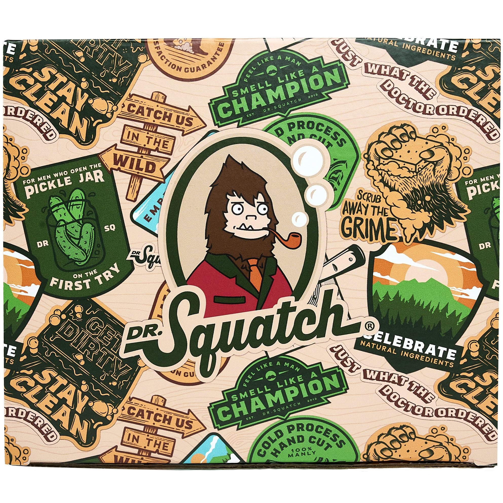 Dr. Squatch 2024 Holiday Bundle - Men's Natural 6 Soap and 1 Cologne Gift Set - Cold Process Soap with No Harsh Chemicals + Natural Cologne Made With Sustainably-Sourced Ingredients