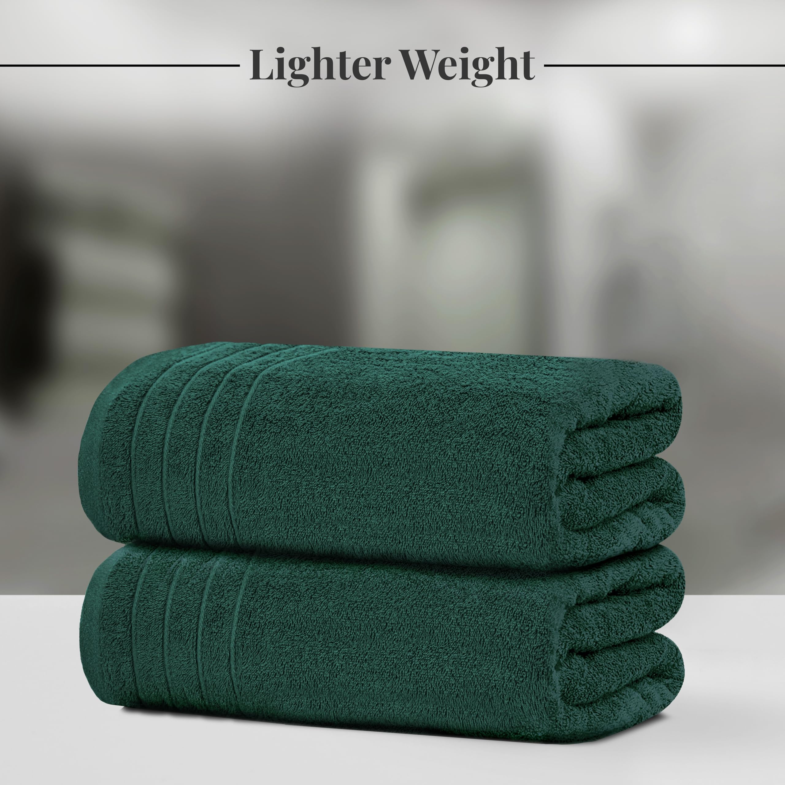 Tens Towels Pack of 4 Extra Large Bath Towels 30 x 60 Inches, 100% Cotton, Larger & Lighter Weight, Quicker to Dry, Super Soft and Absorbent, Perfect for Bathroom,: Hunter Green