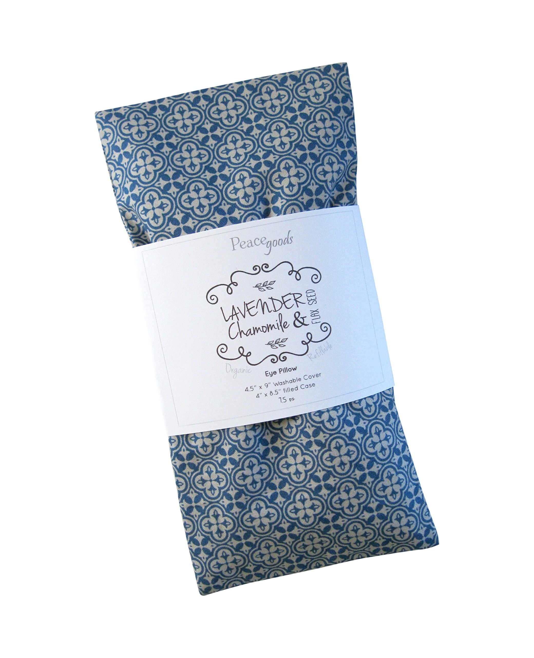 Aromatherapy Cotton Eye Pillow - 4.5 x 9 - Organic Lavender Chamomile Flax - Removable Washable Cover - headache relief soothing spa yoga sleep - green pink black palm leaves flowers tropical