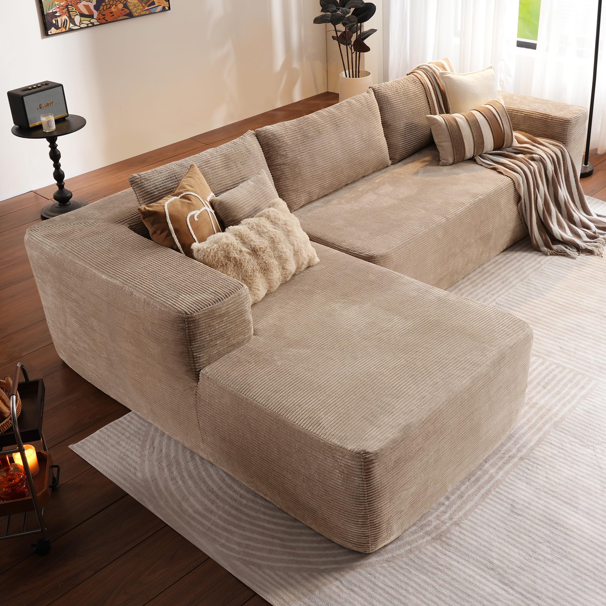 ovios 104" Cloud Sectional Couch with L-Shape Chaise,Modern Modular Sofa with Deep Seat, Upholstered Couches for Living Room Bedroom,No Assembly Required, Green (Cloud Velvet)