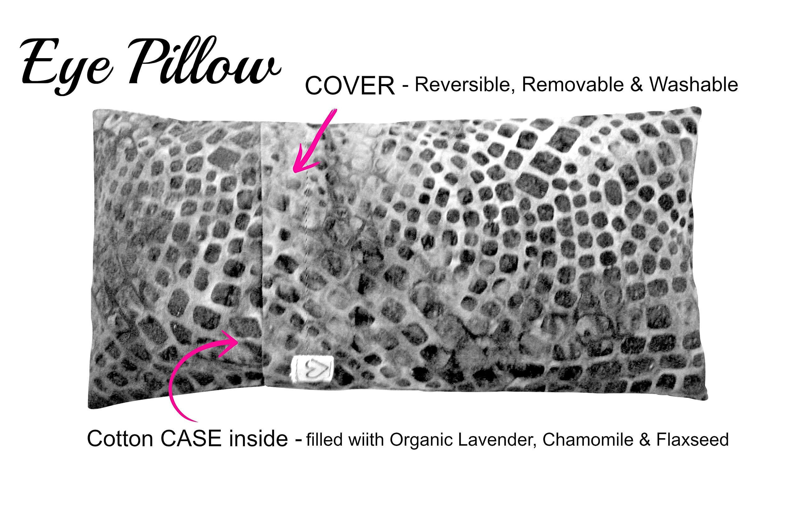 Aromatherapy Cotton Eye Pillow - 4.5 x 9 - Organic Lavender Chamomile Flax - Removable Washable Cover - headache relief soothing spa yoga sleep - green pink black palm leaves flowers tropical