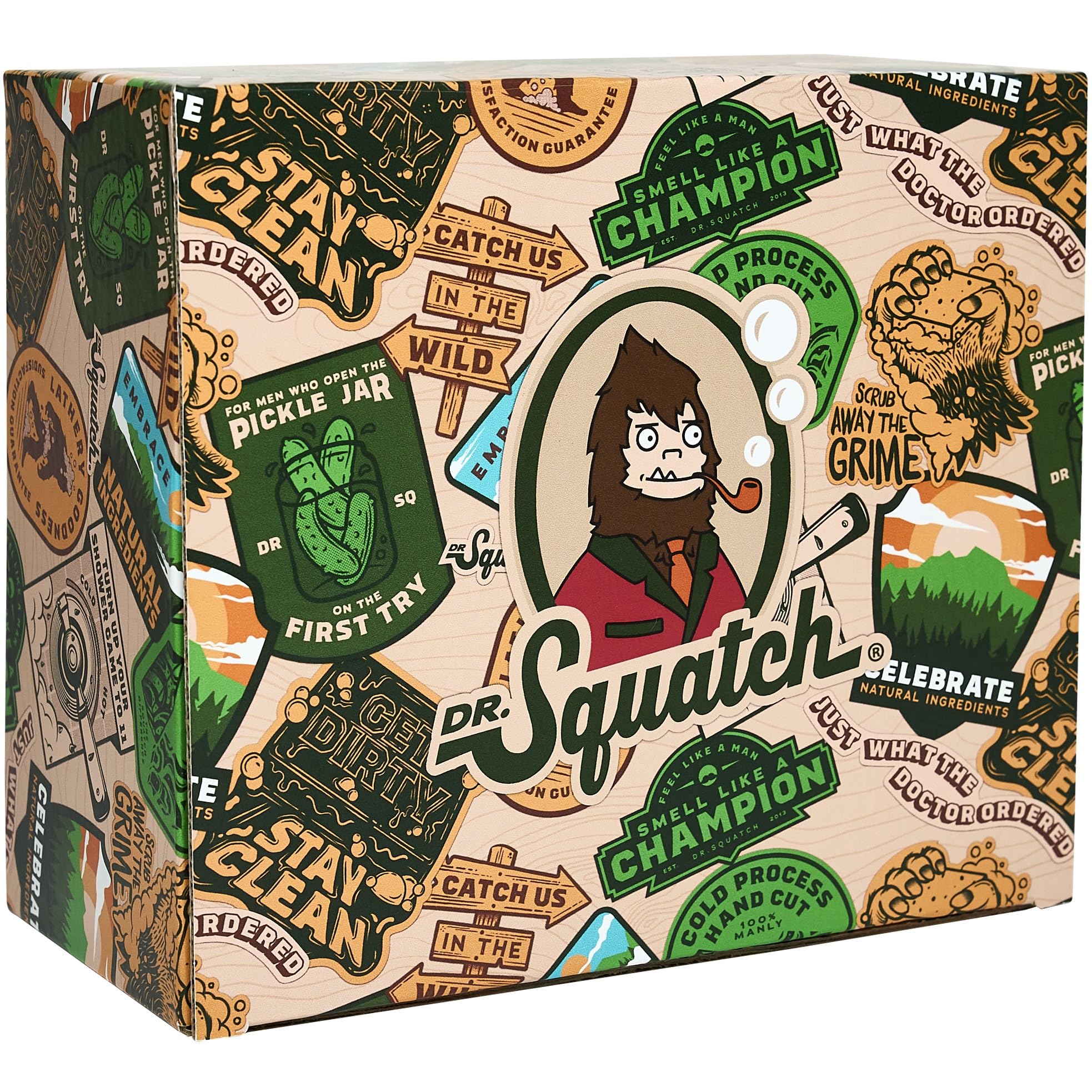 Dr. Squatch 2024 Holiday Bundle - Men's Natural 6 Soap and 1 Cologne Gift Set - Cold Process Soap with No Harsh Chemicals + Natural Cologne Made With Sustainably-Sourced Ingredients