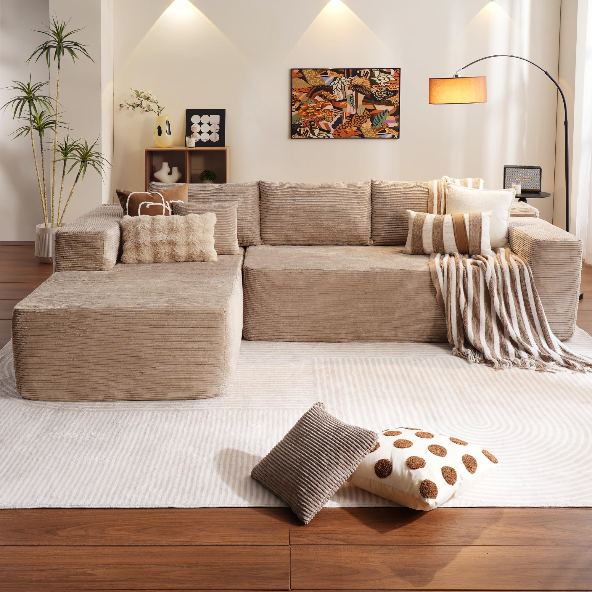 ovios 104" Cloud Sectional Couch with L-Shape Chaise,Modern Modular Sofa with Deep Seat, Upholstered Couches for Living Room Bedroom,No Assembly Required, Green (Cloud Velvet)