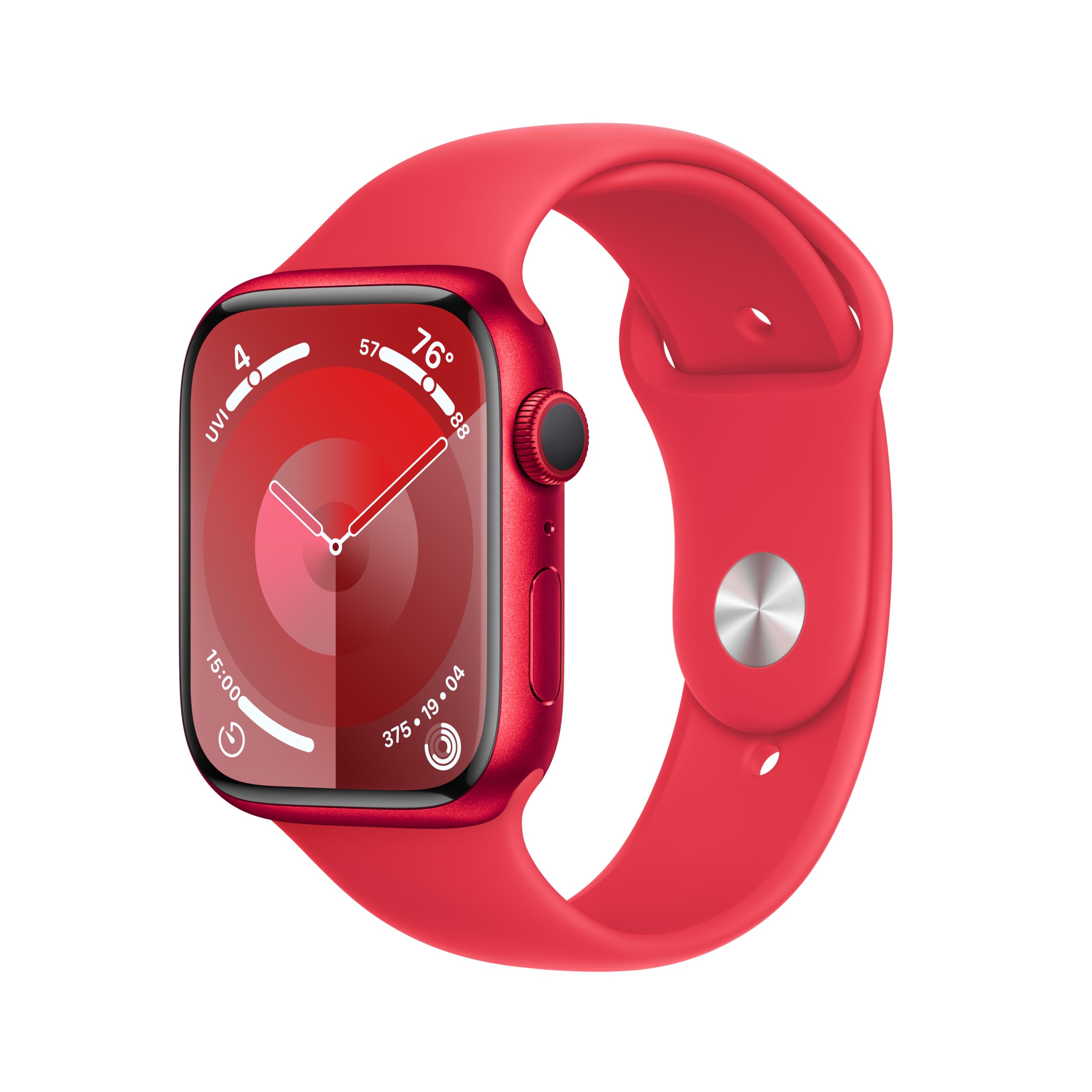 Apple Watch Series 9 [GPS 41mm] Smartwatch with Pink Aluminum Case with Light Pink Sport Loop One Size. Fitness Tracker, ECG Apps, Always-On Retina Display, Carbon Neutral: (PRODUCT)RED Aluminum with (PRODUCT)RED Sport Band 45mm Case S/M - fits 140&#x2013;190mm wrists